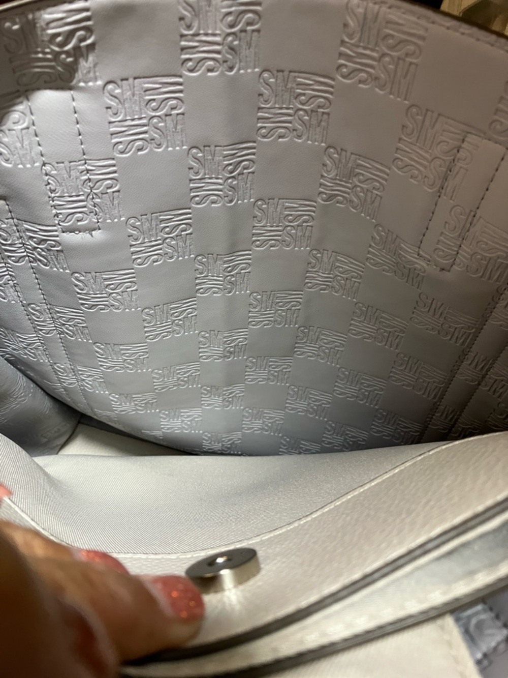Steve Madden Cream Leather Tote with Removable Card Holder - Picture 6 of 13